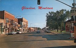 Business District on Merrill Glendive, MT Postcard Postcard Postcard