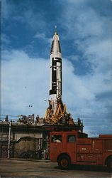 Air Force Atlas ICBM on launch pad test flight Postcard