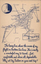 Eastern Air Lines. Map of flight taken Postcard