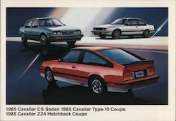1985 Chevrolet Cavalier Sedan, Coupe, and Hatchback Cars Postcard Postcard Postcard