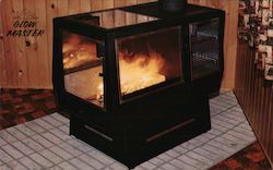 Glowmaster Free Standing Glass Fireplace ad Postcard