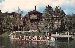 Frontierland, canoes, fort Postcard