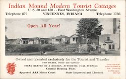 Indian Mound Modern Tourist Cottages Vincennes, IN Postcard Postcard Postcard