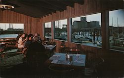 The Sea Fare, window view of ships, docks Postcard