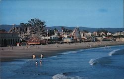 Santa Cruz Beach, ferris wheel, roller coaster Postcard