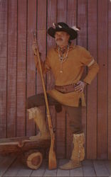 Frontier Village - Indian Jim, Indian Jim posing with rifle in native dress San Jose, CA Postcard Postcard Postcard