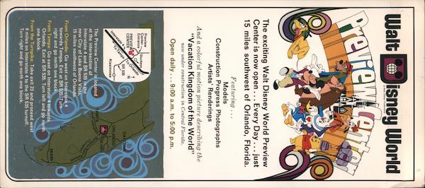 Rare:1970 Walt Disney World Preview Center, map Orlando Florida