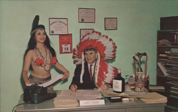 Bruce P. Currie - Pub. Acct. - Indian maiden and bob has headress Los Angeles California
