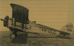 Qantas Airways. DH50J 1928 4 passenger plane, Queensland Postcard