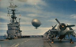 Blimp on H.M.C.S. Magnificient Ships Postcard Postcard Postcard