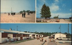 Blue Horizon Court on Lake Huron, beach, shuffle board Oscoda, MI Postcard Postcard Postcard