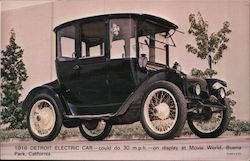 1916 Detroit Electric Car on display at Movie World Postcard