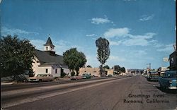 Greetings From Ramona California, street view Postcard