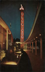 Flamingo Hotel Neon Sign Postcard