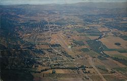 Aerial View of Ukiah, California Postcard