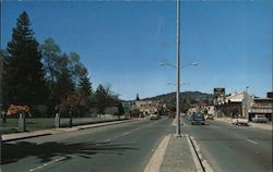 Street and Park in Cloverdale, California Postcard