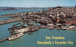 San Francisco Everybody's Favorite City, Aquatic park, Fisherman's Wharf, Telegraph Hill, Bay Bridge Postcard