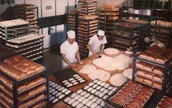 Nut Tree Bakery, bakers making dough for little loaves of bread Postcard