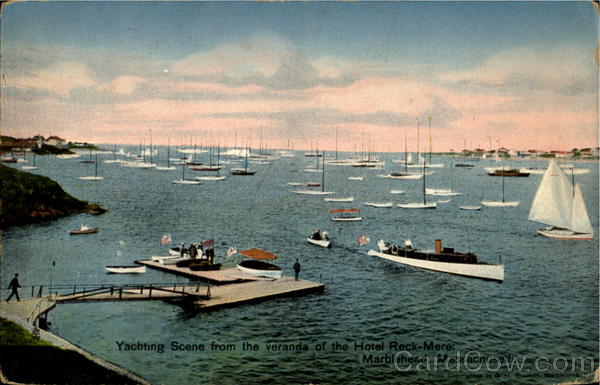 Yachting Scene From The Veranda Of The Hotel Rock Mere Marblehead Massachusetts