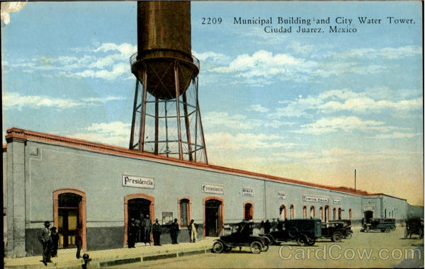 Municipal Building And City Water Tower Juarez Mexico