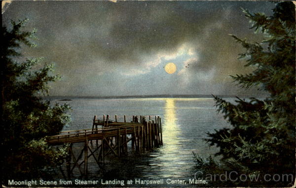 Moonlight Scene From Steamer Landing Harpswell Center Maine