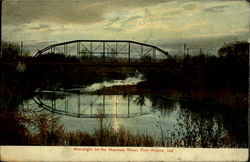 Moonlight On The Maumee River Fort Wayne, IN Postcard Postcard