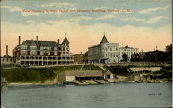 View Showing Sydney Hotel And Masonic Building Cape Breton Postcard