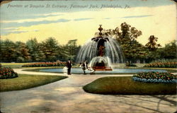 Fountain At Dauphin St. Entrance, Fairmount Park Postcard