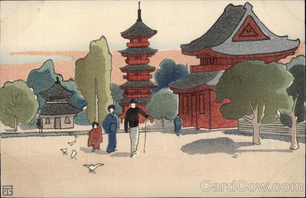 Temple Family Doves Japan