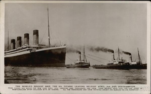 Ocean Liner Titanic with Tugboats Boats, Ships