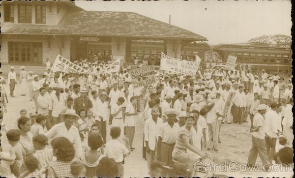 Cuba Political Rally by Railroad Depot Batista Holguín