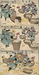 Lot of 3: Russo-Japanese War Throwing Eggs Postcard