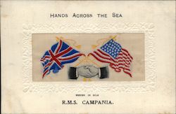 Ocean Liner Campania Hands Woven Silk Postcard