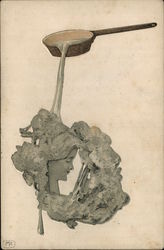 Girl's Head Poured Silver Mold Postcard