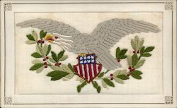 Eagle Coat of Arms Patriotic Embroidered Silk Postcard Postcard Postcard