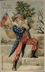 RARE Santa Claus Uncle Sam Squeaker Postcard