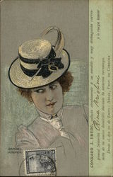 Portrait of Viennese Lady Raphael Kirchner Postcard Postcard Postcard