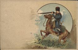 Russo-Japanese War Cossack in Water HTL Postcard