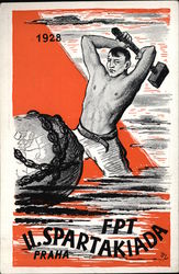 Worker with Hammer Spartacist Games 1928 Postcard