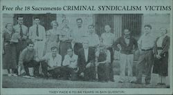 Free the 18 Sacramento Criminal Syndicalism Victims Socialist Prisoners Protest California Postcard Postcard Postcard