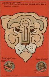 Italian Labyrinth Lioness Puzzle Postcard