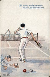 Tired Tennis Player Advert Tennis Balls Postcard Postcard Postcard