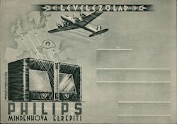 Advert Philips Radio Airplane in Sky Postcard