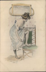 Woman Cutting Toenails Postcard