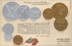 Rare: German US Gold & Silver Coins with Conversion Rates Postcard
