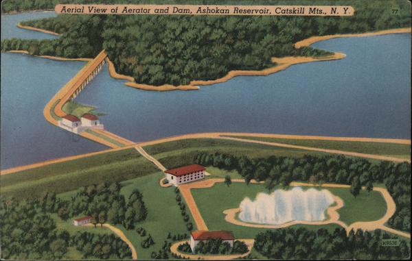 Aerial View of Aerator and Dam, Ashokan Reservoir New York