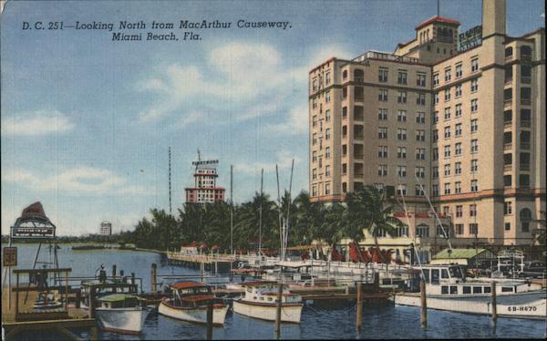 Looking North from MacArthur Causeway Miami Beach Florida