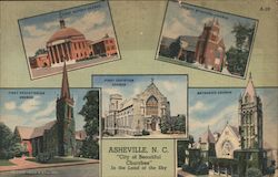 Asheville, N. C., City of Beautiful Churches, In The Land Of The Sky North Carolina Postcard Postcard Postcard