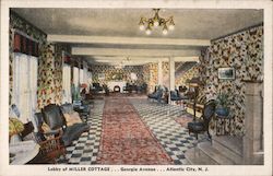 Lobby of Miller Cottage, Georgia Avenue, Atlantic City, NJ Postcard