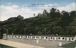 State Line Motel, U. S. 40 ad W. Va., Pennsylvania -- State Line Wheeling, WV Postcard Postcard Postcard